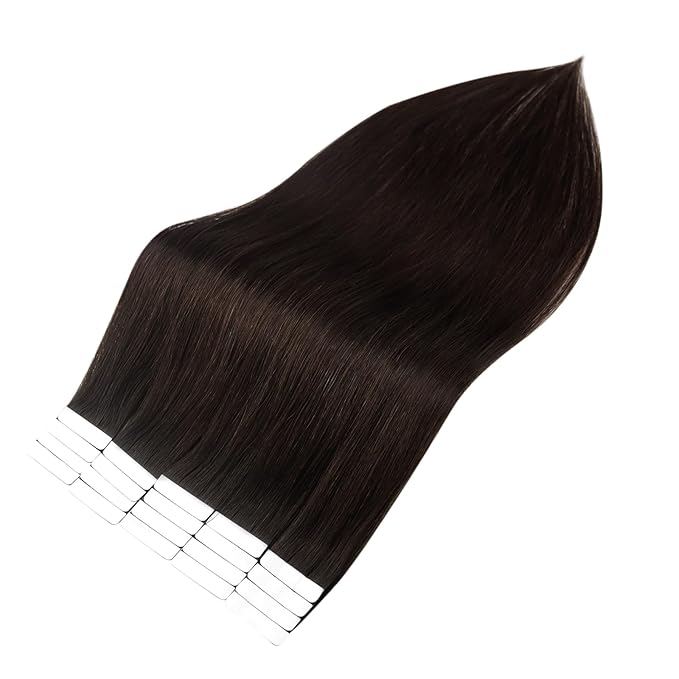 Full Shine Brown Tape in Hair Extensions Human Hair Tape ins Color 2 Dark Brown Straight Hair Extensions 24 INCH 100G Seamless Skin Weft Brazilian Double Sided for Daily Wear 40 PCS