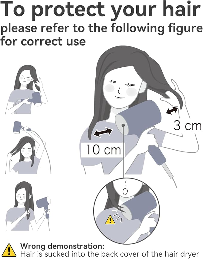 CONFU Ionic Blow Dryer 1600W, Portable Lightweight Fast Drying Negative Ion Hairdryer Blowdryer, 3 Heat Settings & Infinity Speed, with Diffuser and Concentrator Nozzle for Home & Travel