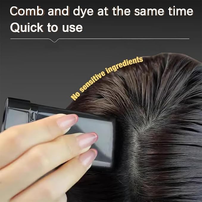 Safe and Convenient Comb Hair Dye, Portable Hair Dye Comb For Gray Hair Coverage, Waterproof and Sweat-Proof, 2 in 1 Instant Dye, for Women & Men (BLACK) 2pcs