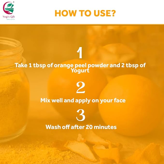 Yogi's Gift Orange Peel Powder 8 Ounce, 100% Natural Orange Peel for Face Mask, Skin Care, Rich in Vitamin C, Effective DIY Skincare Ingredient, Helps Get a Glowing Skin