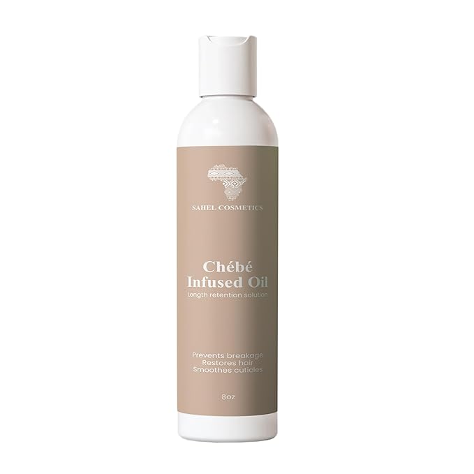 Sahel cosmetics Chebe Infused Oil, Natural Hair Strengthening Nourishment to minimize breakage and promote length retention (8 oz)