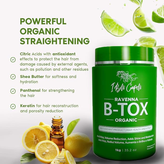 I Belli Capelli Ravenna Organic Hair B-tox Treatment - Formaldehyde-Free, Anti-Frizz Smoothing for Hair - 35.2 oz (1kg)