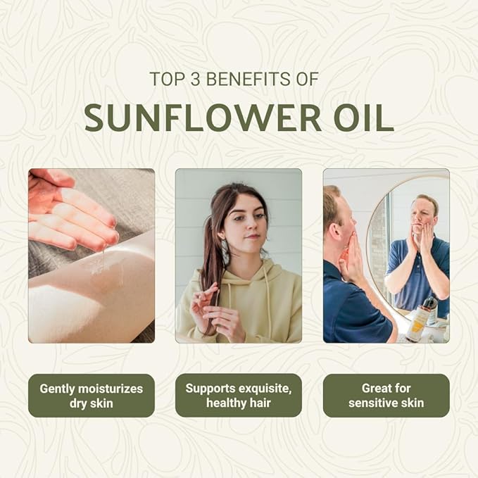 Sunflower Carrier Oil (4Gal) - Direct from EIR Oils' Farmland in the Sunny Fields of Spain - 100% Pure Carrier Oil for Hair, Face, and Skin