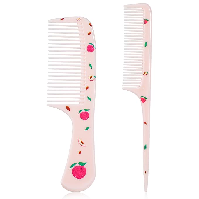 Baby Comb Set, Small Cute Fine Tooth Toddler Comb & Rat Tail Baby Comb for Styling, Pink Baby Hair Comb Plastic Parting Combs, Anti-Static Mini Hairdressing Comb for Baby Girl Wet Dry Hair (2Pcs)