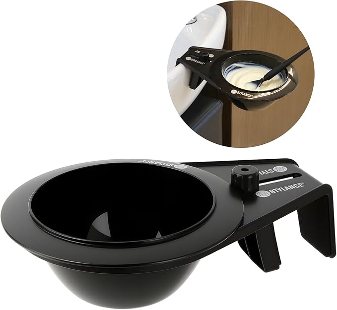 Toning Tub Hair Dye Bowl, Professional Clipable Hair Color Mixing Bowl For Hairstylist, Salon Shampoo Bowl (Black, 9.4x6.1in)