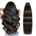 SUYYA Tape in Hair Extensions Human Hair Natural Black 30 Inch 60g/pack 20pcs Straight Seamless Skin Weft Tape in Real Human Hair Extensions (30 inch #1B Off Black)