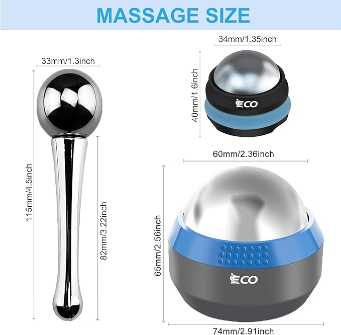 iECO Cryosphere Cold Massage Roller Ball – Ice Cold and Hot for Deep Tissue and Sore Muscle Relief of Stiffness and Stress, Body, Neck, Back, Foot, Plantar Fasciitis, Gifts for Him