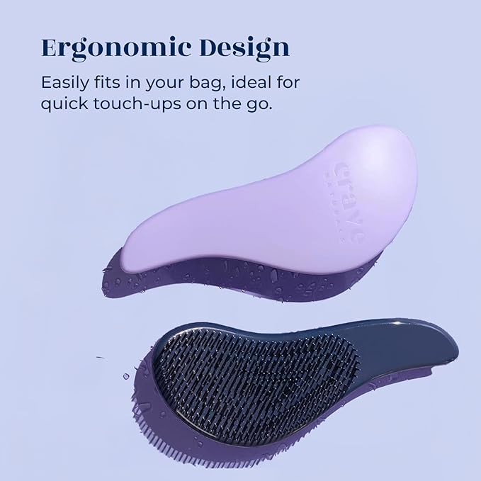 Crave Naturals Glide Thru Detangling Hair Brush for Adults and Kids - Detangler Hairbrush for Curly or Straight, Wet or Dry Hair - Gentle on Tangles Comb - Purple and Pink Hearts (Pack of 2)