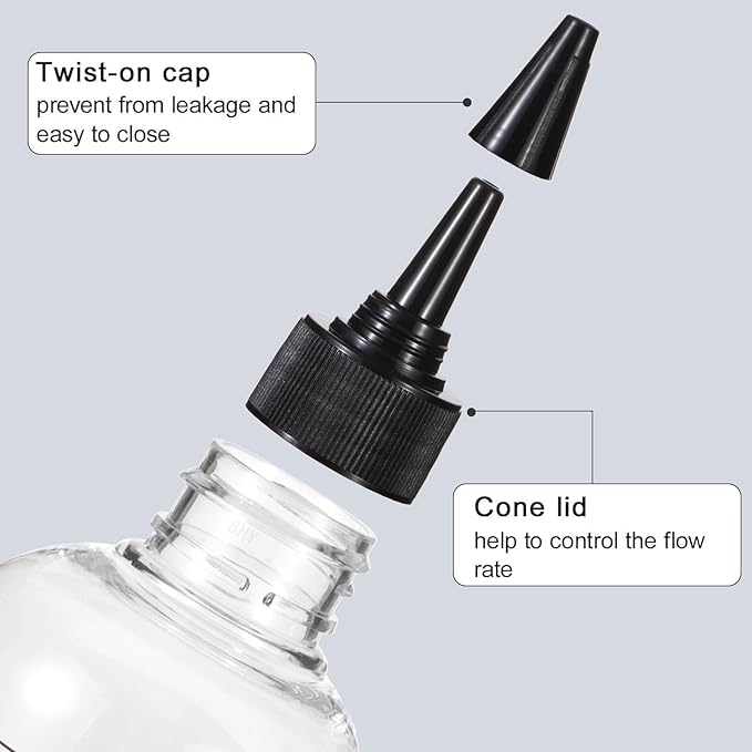 Applicator Bottle for Hair, 16.9oz 2 Packs Color Bottle Applicator with Ratio Graduated Scale, Hair Dye with Black Twist Top Cap