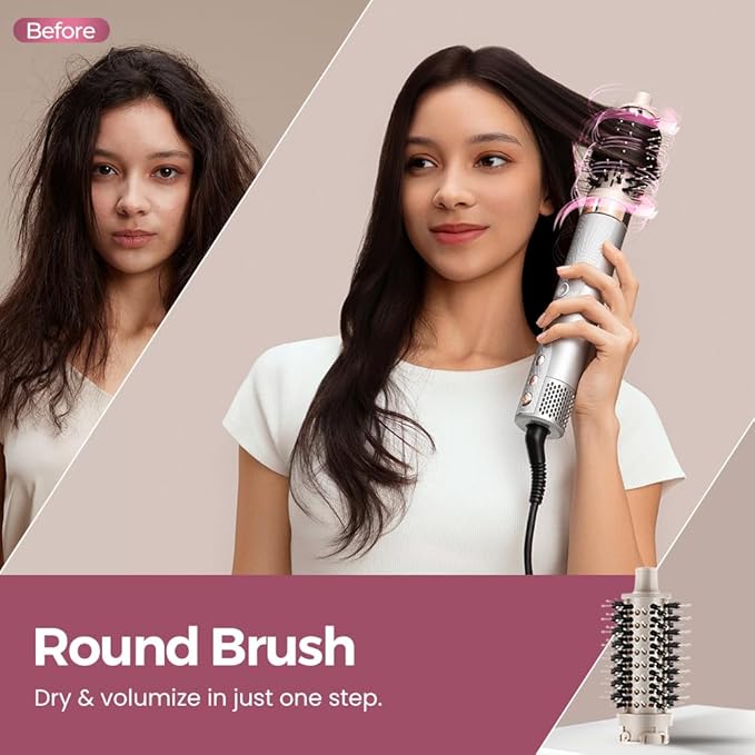 5 in 1 Hot Air Styler Wrap with Automatic Curling & Drying High-Speed Hair Dryer Brush with Negative Ion Technology for Frizz Control & Long Lasting Styles AirEdge A3