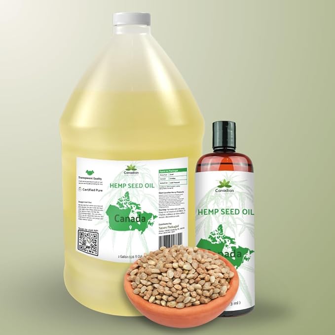 Hemp Seed Oil for Skin, Hair and Body Direct from Hemp Oil Canada - Cold Pressed Hemp Seed Oils - 1 Gallon (Pack of 4)
