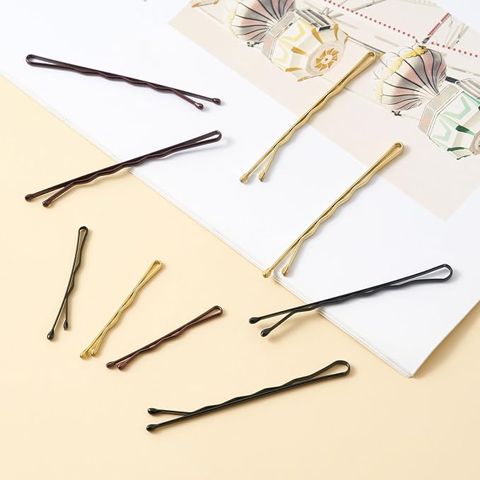 300 Pcs 1.38 & 2.2 Inch Wave-Shaped Bobby Pins Mix Metal Hair Pins Hair Accessories for Women Stylists Hair Sticks Girl