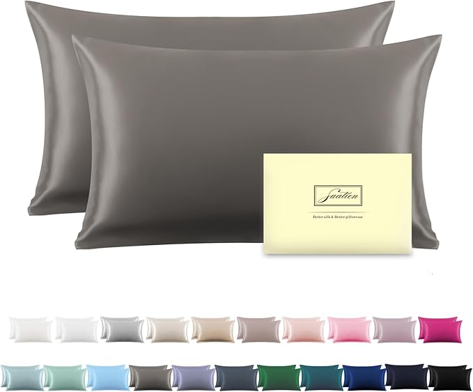Silk Pillowcase for Hair and Skin,Soft,Breathable and Sliky 100% Silk Pillowcases King Set of 2,Both Sides Natural Mulberry Silk Pillow Cases with Hidden Zipper(King Size 20"X 36",2pcs)