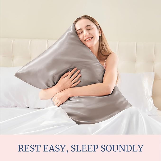 BEDELITE Satin Pillowcase for Hair and Skin, Super Soft and Cooling Similar to Silk Pillow Cases 2 Pack with Envelope Closure, Gift for Women Men(20"x26" Standard Size, Rose Taupe)