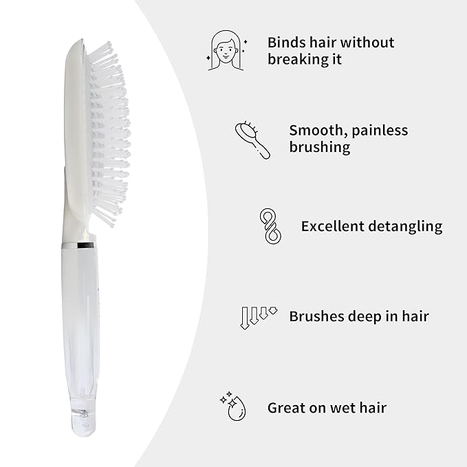 Paddle Hair Brush for Women-Detangling Cushion Brush with Soft Ball-Tip Bristles,Anti-Static Wide Brush for Wet Dry Hair,Smooth Comfortable Scalp Care