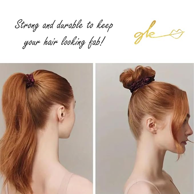 Silk Scrunchies for Women No Damage Mulberry Silk No Slip 4 Pack-Elastic Ponytail Girls Hair Ties | Skinny Hair Ties for Thin Thick Wavy or Curly Hair | No Crease for Sleep and Sports (4, Neutral)