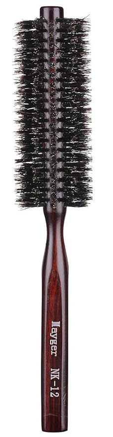 PERFEHAIR Soft Boar Bristle Round Brush for Fine, Thin Hair or Beards - 1.3 inch for Drying, Styling, Curling, Adding Volume