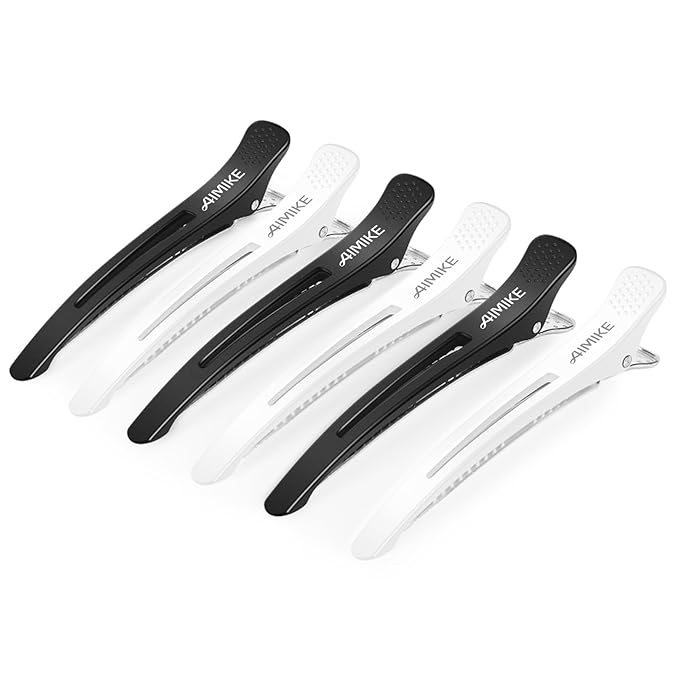 AIMIKE Hair Clips for Styling and Sectioning - 6 Pack Non-Slip Clips with Silicone Band, No-Trace Design for Thick and Thin Hair