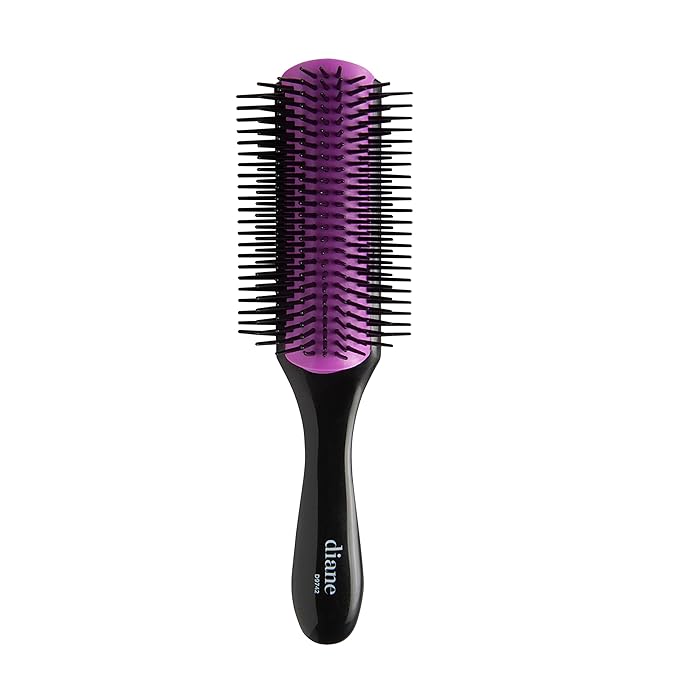 Diane Nylon Pin Styling Hair Brush for Detangling, Separating, Shaping and Defining Wet Thick or Curly Hair, Glides Through Tangles with Ease