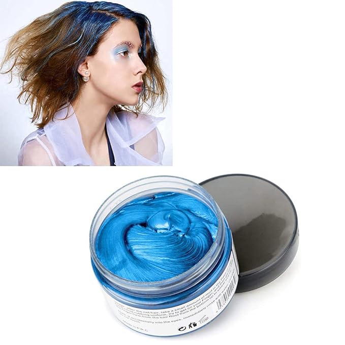 Blue Hair Color Wax, Natural Hairstyle Wax 4.23 oz, Temporary Hairstyle Cream for Party, Cosplay, Halloween, Daily use, Date, Clubbing (Blue)