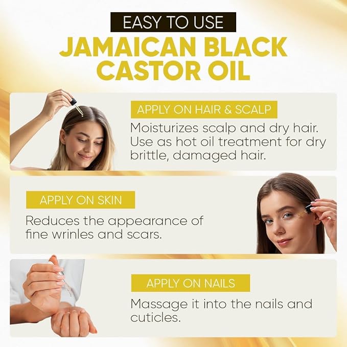 Jamaican Black Castor Oil – 100% Pure Castor Oil for Hair Growth, Scalp Care, Glowing Skin and Nails. Made in Jamaica - 4 oz Glass Bottle (2 Pack)