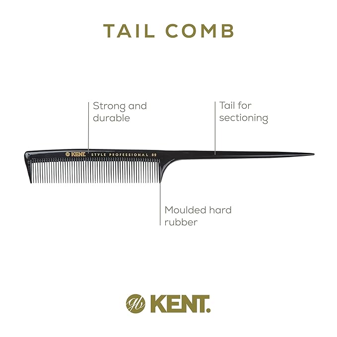 Kent SPC82 Fine Tooth Salon-Style Dressing Comb - Professional Barber Haircut Comb for Styling and Teasing - Quality Barber Supplies - Saw-cut Handmade in England