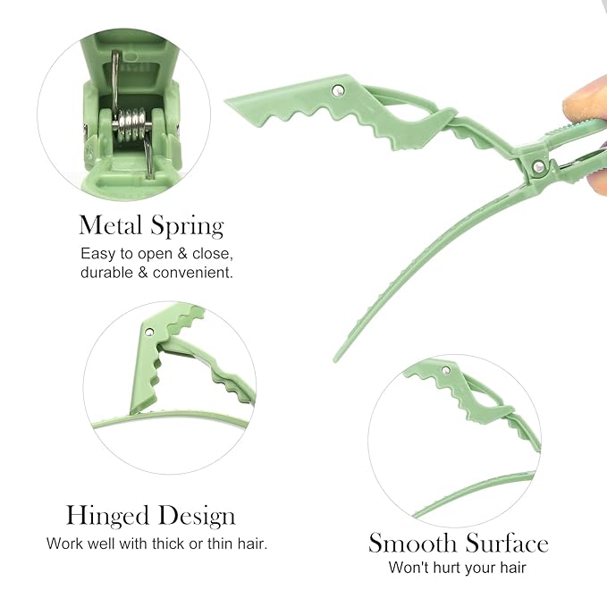 Ondder 14 Pcs Green Hair Clips for Sectioning and Styling - Larger Salon Pro Clips for Barber Coloring, Cutting - Hair Accessories for Women and Men