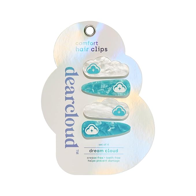 dearcloud Crease-Free Hair Clips - Set of 4 – No Crease, No Damage Hair Styling Clips (Dream Cloud)
