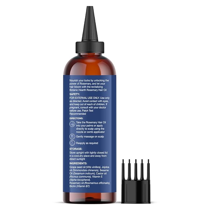 Botanic Hearth Rosemary Oil for Hair Growth | Strengthening Biotin, Jojoba, Castor Hair Growth Oil for frizzy hair | Dry, Damaged Scalp Treatment | Color Safe | All Hair Types | 4 Fl Oz