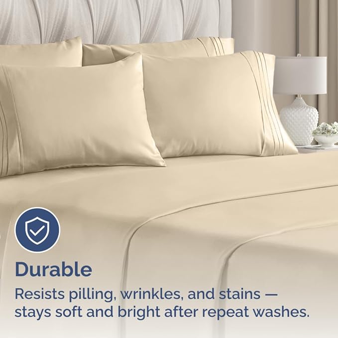 Queen Pillow Cases Set of 10 - Ultra Soft Hotel Quality Pillowcase Covers - Comfy & Wrinkle Free - Shrink, Stain and Fade Resistant - Easy-Care, Machine Washable Pillow Protectors - 10 Pcs Set - Cream