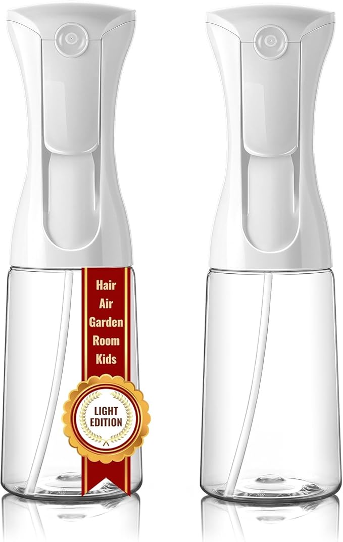 Mistifi Fine Mist Spray Bottle Ultra Fine Mist Water Sprayer for Hair, Face, Plants and Cleaning　Eco-Friendly Continuous Spray for Face and Indoor Plants　 (200ml 2Pcs, Transparent bottle)