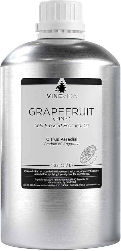 VINEVIDA Pink Grapefruit Essential Oil - Gallon Grapefruit Oil Undiluted - Bulk Gallon Essential Oil Soap Making Safe Skin - DIY Candle Scents Candlemaking Scents - 8 lbs Grapefruit Oil 3948.87 ml