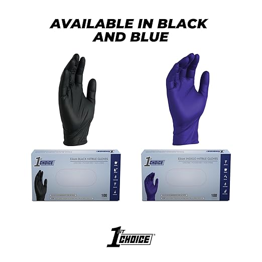 1st Choice Nitrile Disposable Gloves, 3 Mil Indigo Nitrile Gloves XL 2 Boxes of 100 Medical Exam Gloves Disposable Latex Free