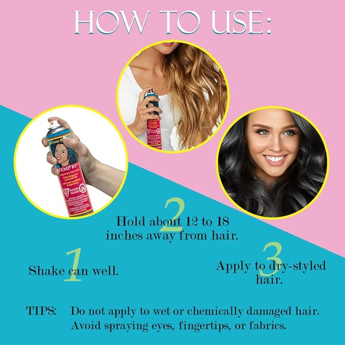 Jerome Russell Hair Color Spray, Black - 2.2 oz Intense Spray-On Temporary, Fast-Drying, Non-Sticky, Travel Size Dye for Instant Vivid
