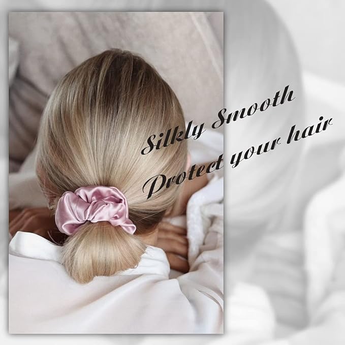 OLESILK 100% Mulberry Silk-Scrunchies for Hair Sleep, Women Grils Silk Hair Ties for Frizz & Breakage Curly Hair, No Damage, Elastics Ponytail Holder, 3 Pack