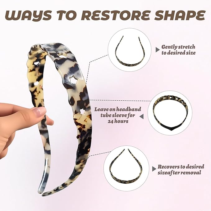 Acetate Hairbands for Women - Non-Slip Thin Headbands with Teeth, Eyewear-Friendly Design, 90s Retro Hair Accessories, No Pressure & No Headache Sunglasses Headband (Leopard print)