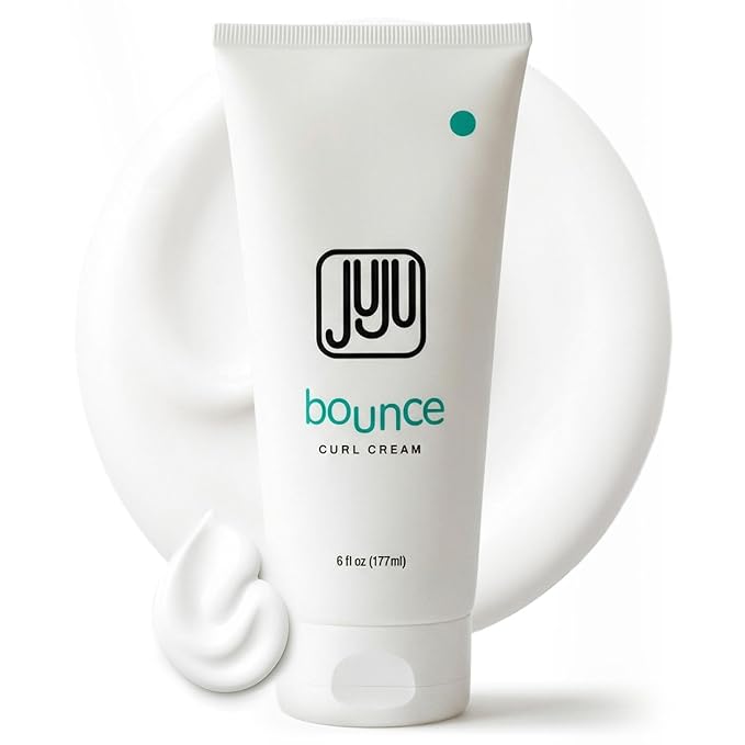 Juju Bounce Curl Cream for Curly Hair 6 Fl Oz (New and Improved Formula) - Soft Hold Curly Hair Styling Products, Curl Defining Cream & Enhancer, Fragrance-Free Formula for Wavy & Medium Curls