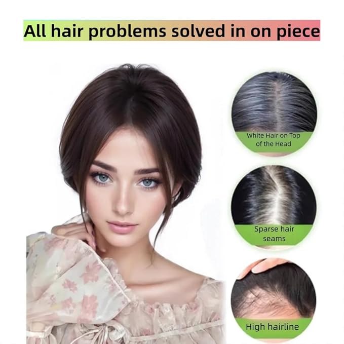 Anemone No Clips Human Hair Topper Piece Fringe Bangs for Women Wrap-Around Magic Paste with Invisible Lace for Natural Hair Loss Coverage (1B Lace Mid Bangs)