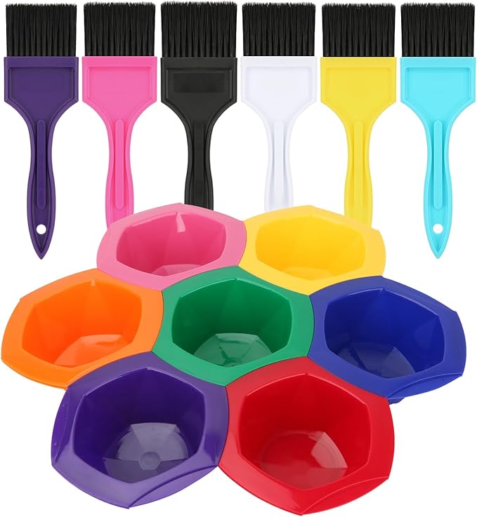 MEN'S GROOMING BARBER PRO 7 Pieces Rainbow Tint Bowl Set, Small Hair Coloring Dye Mixing Tint Bowls and Brush Kit, Hair Dye Coloring Kit For Hair Dye Tools