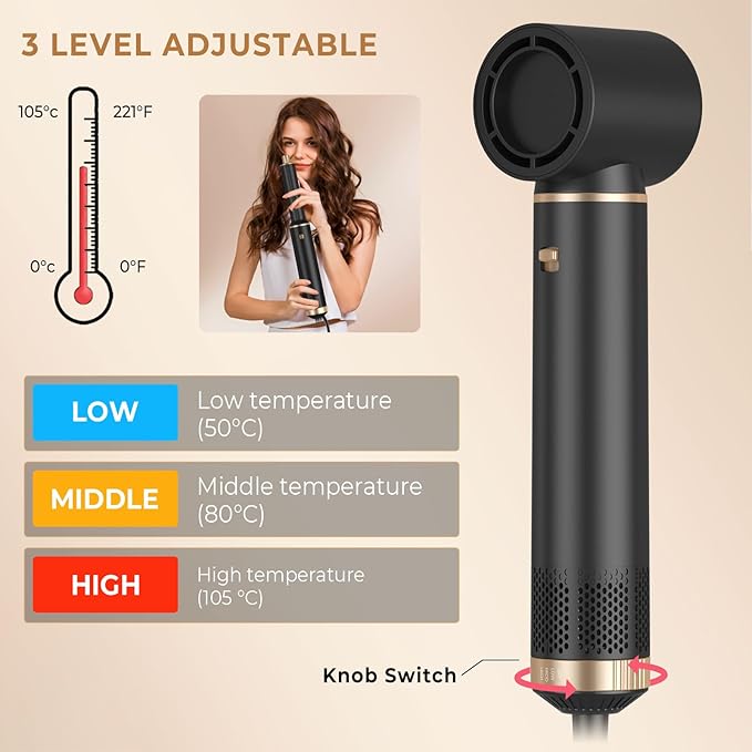 Blow Dryer Brush 5 in 1, Negative Ion Hair Dryer Brush Set Upgrade Hot Air Brush Air Styler Curling Wrap Air Curler, Curling Iron Hair Styling Tools As A Gift for Straight/Curl/Drying/Smoothing