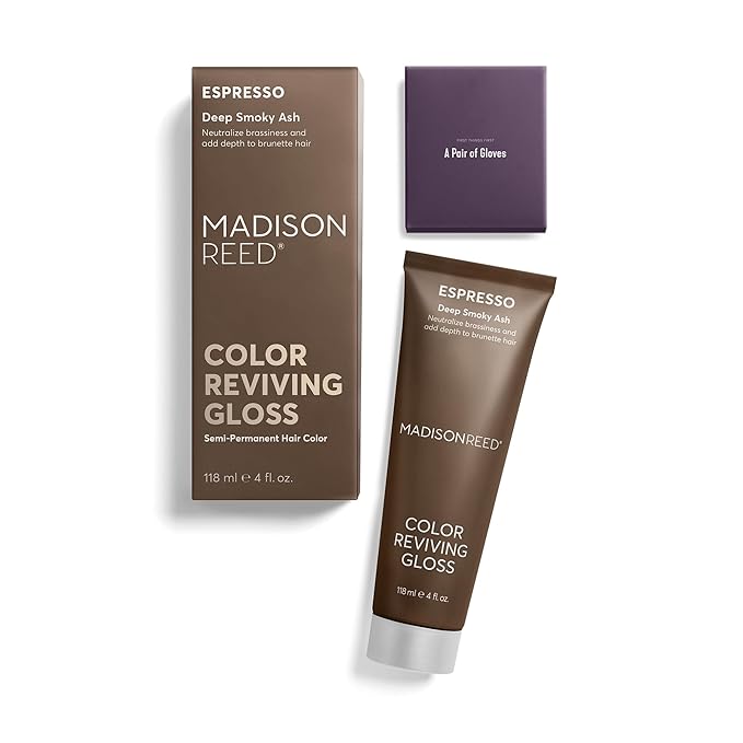 Madison Reed Color Reviving Gloss, Espresso - Brown, Semi-Permanent Hair Dye, Enhances Hair Color & Corrects Tone, Adds Brilliant Shine, Keratin & Argan Oil, 4 Fl Oz (118 mL)