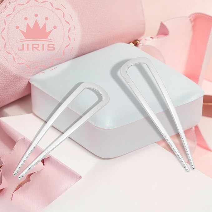 2PCS 4.2Inch French Hair Pins U-Shaped Pins for Women and Girls Fashion Metal Hair Pin French Twist Hair Pins for Buns, Updos,Stylish and Functional(set1-rabbit-silver)