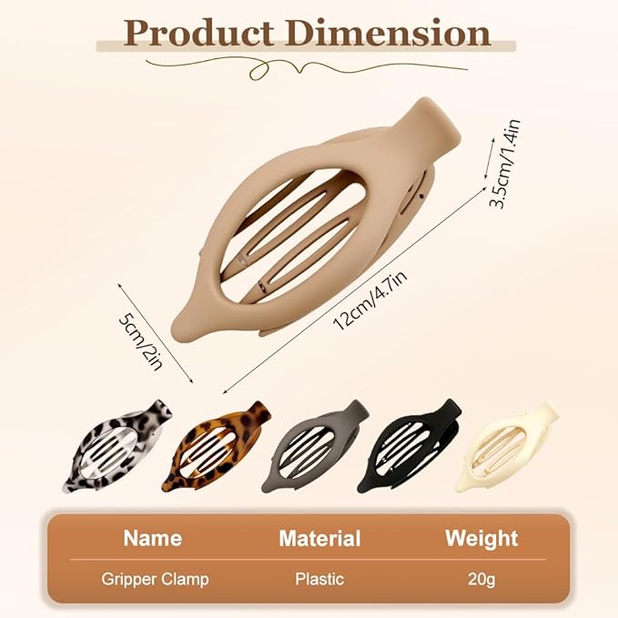 Flat Hair Clips for Women, French Hair Claw Clips for Thick, Thin, Long & Short Hair, Duck Billed Clips, No-Slip Grip Hair Styling Accessories for Women Girls Daily Use (Coffee 6PCS)
