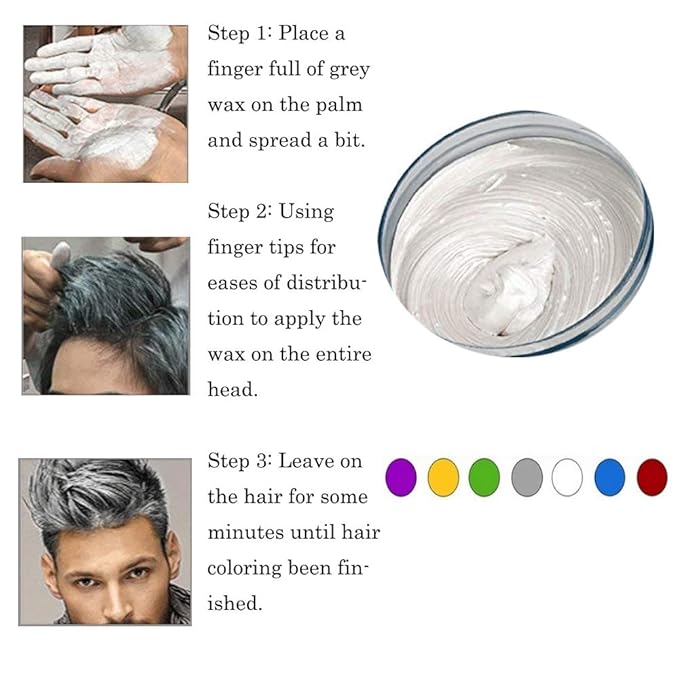 White Hair Color Wax, Natural Hairstyle Wax 4.23 oz, Temporary Hairstyle Cream for Party, Cosplay, Halloween, Daily use, Date, Clubbing (White)