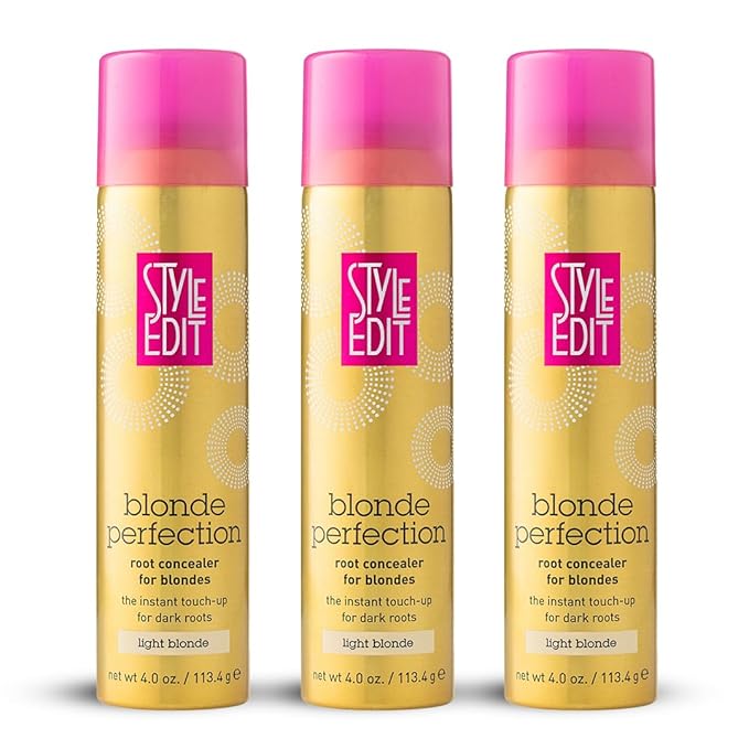 STYLE EDIT Root Concealer Touch Up Spray | Instantly Covers Grey Roots | Professional Salon Quality Cover Up Hair Products for Women |Blonde Perfection LIGHT BLONDE, 4 Ounce (Pack of 3)