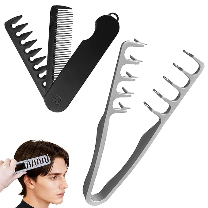 Texture Comb for Men, Voluminous Wide Tooth Comb for Fluffy & Textured Hairstyles