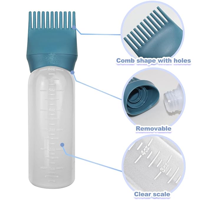 ELANE 4 Pack Hair Oiler Comb Bottle,Root Comb Applicator Bottle for Hair Oil Scalp Hair Oiling Applicator(Red+Green)