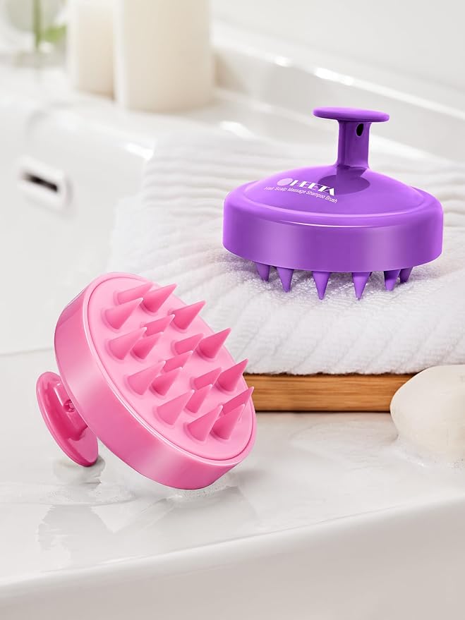 HEETA Scalp Massager Hair Growth 2-Pack, Soft Silicone Scalp Scrubber Shampoo Brush for Exfoliation Dandruff Removal Head Massage Stress Relax, Wet & Dry Use for Women Men Thick Thin Curly Hair Care