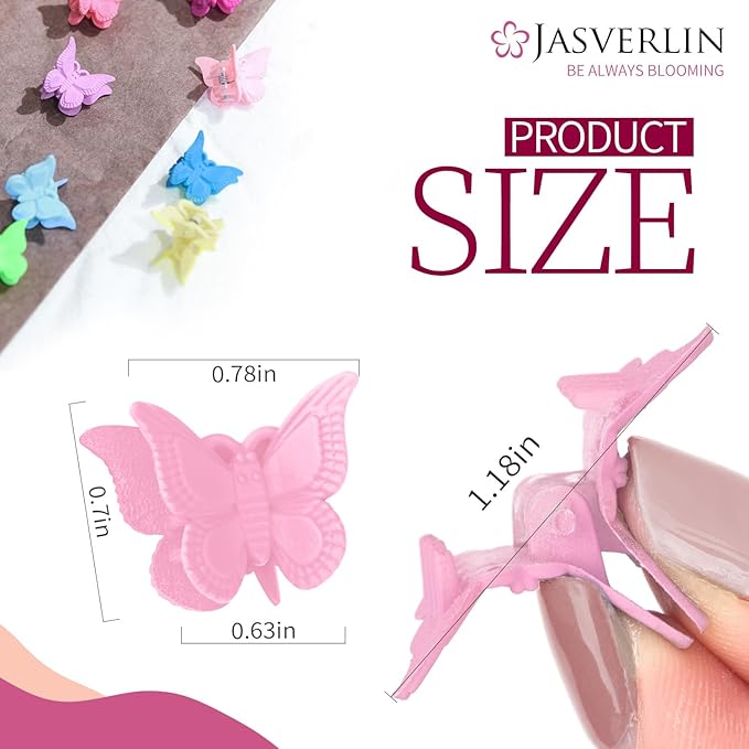 Butterfly Hair Clips Colorful, Girls Cute Mini Small Claw Clips, Y2K 90s Kids Women Butterflies Hair Accessories Rave Festival 50 pcs (Baby Color)