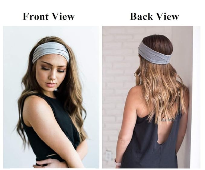 Huachi Non Slip Headbands for Women - Wide, Fashionable Elastic Headbands for Short Hair - Workout, Yoga, Sports, Exercise, Sweatbands, Summer Hair Accessories